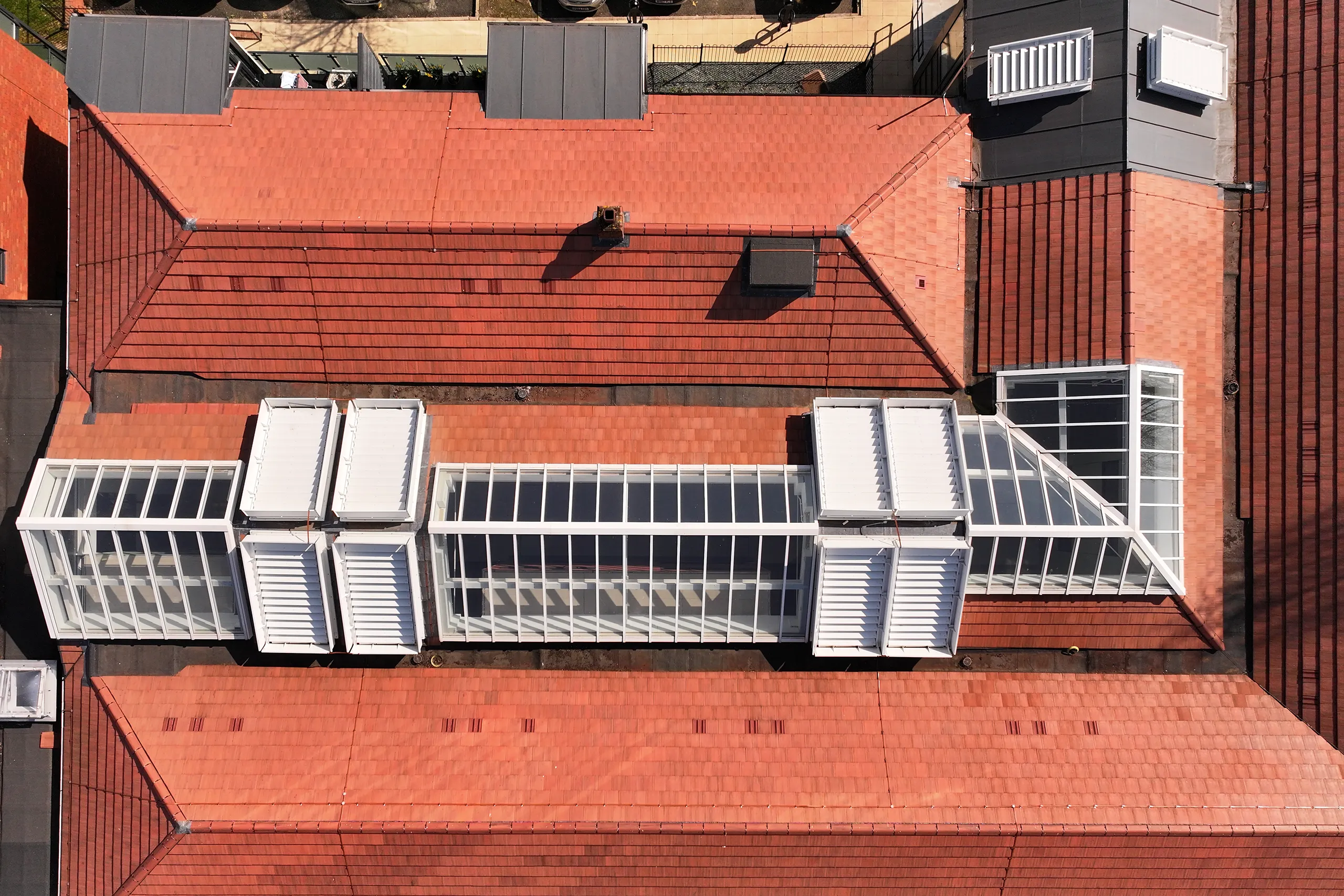 replacement roof patent glazing, Woodhouse Court