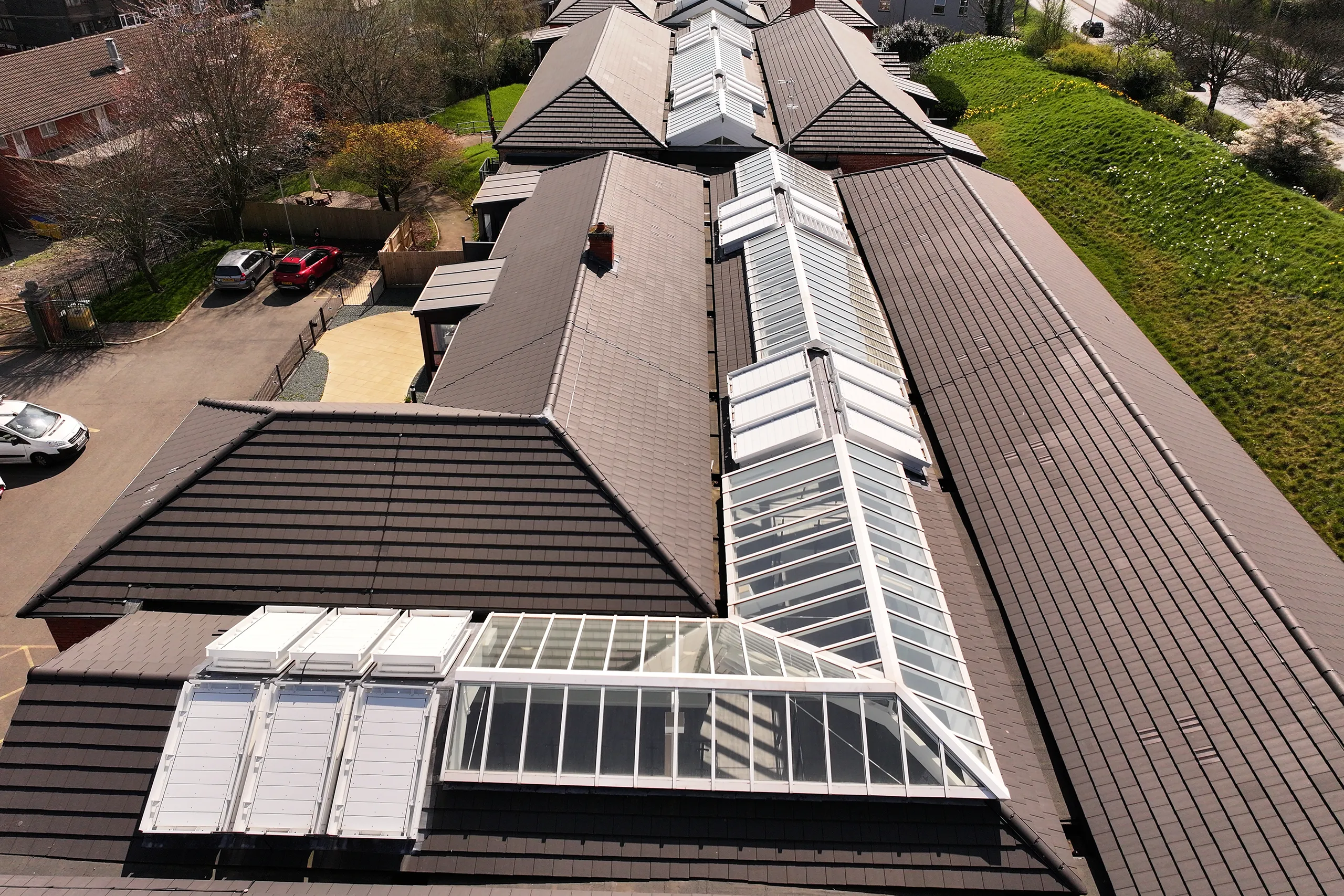 sheltered housing roof glazing