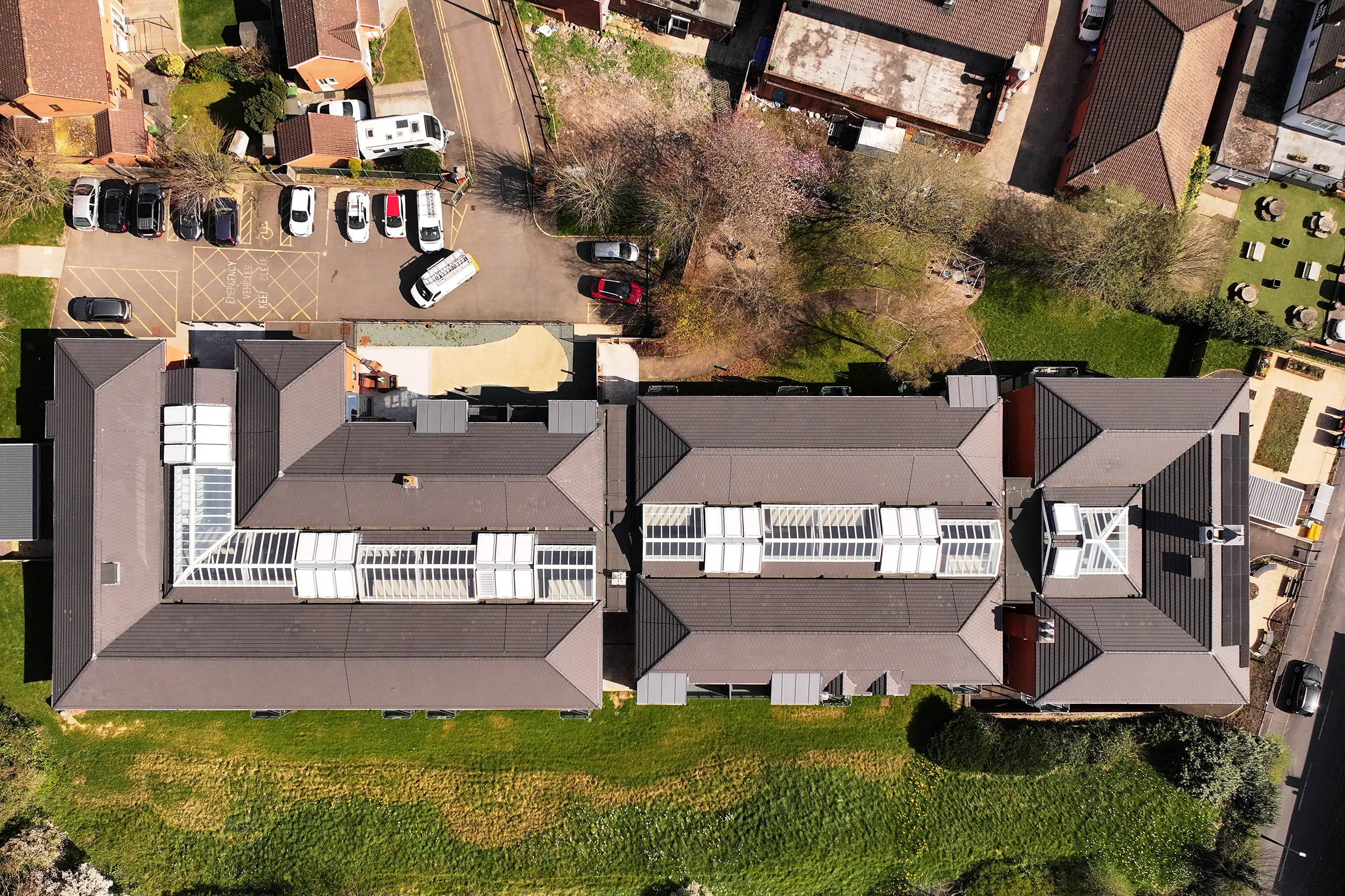sheltered housing roof glazing